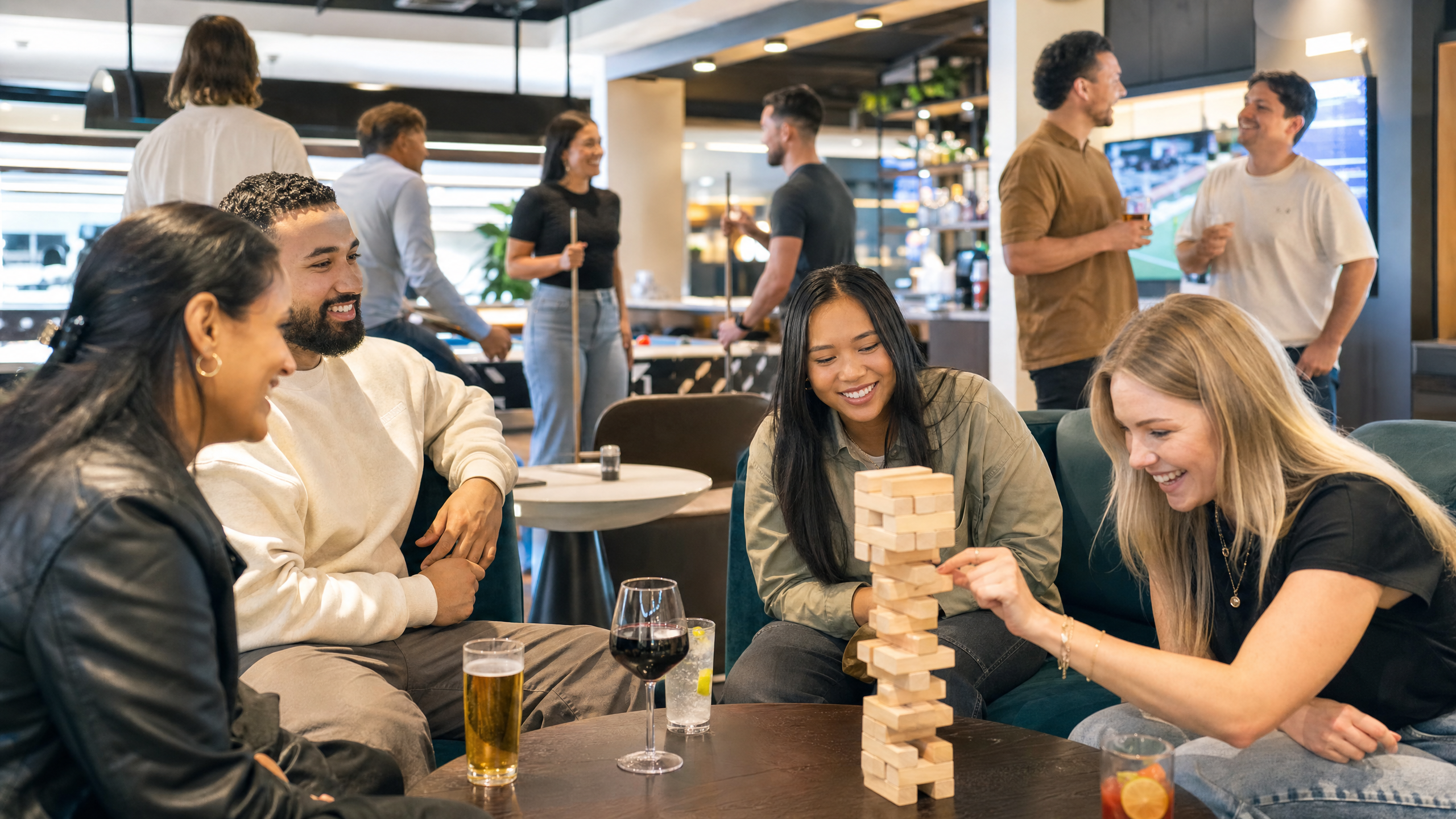 Friends enjoying social games together